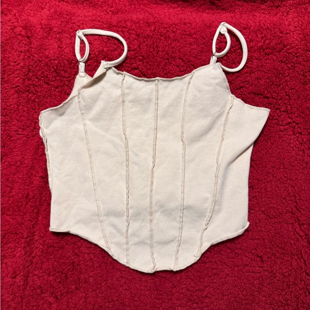 Cream cropped tank top
